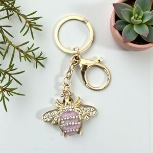 Bee charm  Pink and white rhinestones charm